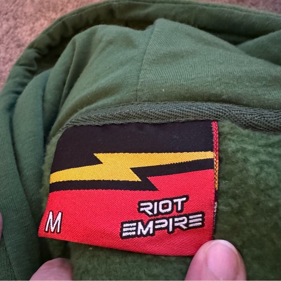 Riot Empire Graphic Wearable Art Psychedelic Hippiecore Green Hoodie Mens Size M - Picture 5 of 6